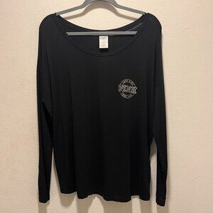 Pink Victorias Secret Black Long Sleeve Shirt Women's Size Large